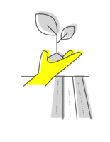 A yellow gloved hand holds a watering can, symbolizing nurturing growth in financial investments.