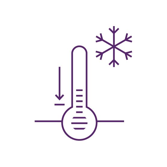 A purple pixel art thermometer with a snowflake indicates dropping temperatures in a listicle illustration.