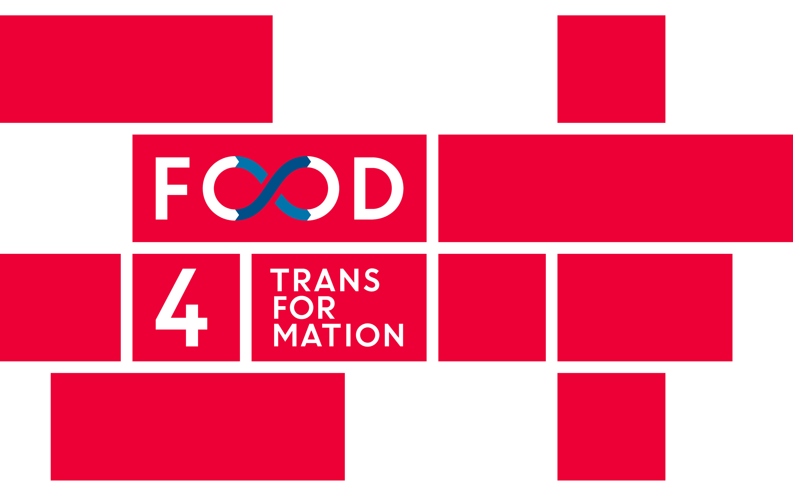 Rote Banner-Grafik mit dem Text "FOOD 4 TRANSFORMATION" und einem Unendlichkeitssymbol in der Mitte.